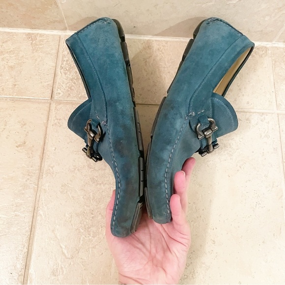 Salvatore Ferragamo Teal Turquoise Green Blue Loafers - Picture 10 of 12
